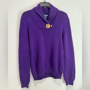 Lauren Ralph Lauren Women’s Purple Shawl Color Pullover Sweater Medium